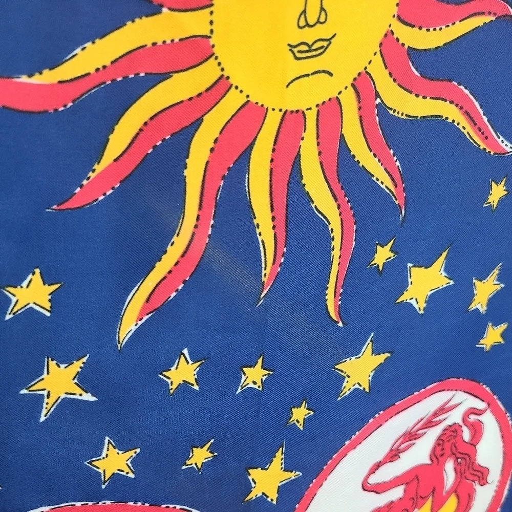 Vintage 1960s Zodiac Astrology Burmel Scarf red blue Gold Silk